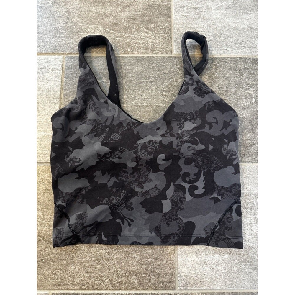 Lululemon Women’s Align cropped Tank, Gray & Black Pattern, Excellent